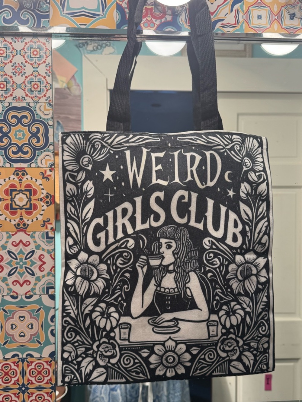 BNWT “Weird Girls Club” Gothic Cottagecore Witchy Bookish Tote Bag - Picture 2 of 6